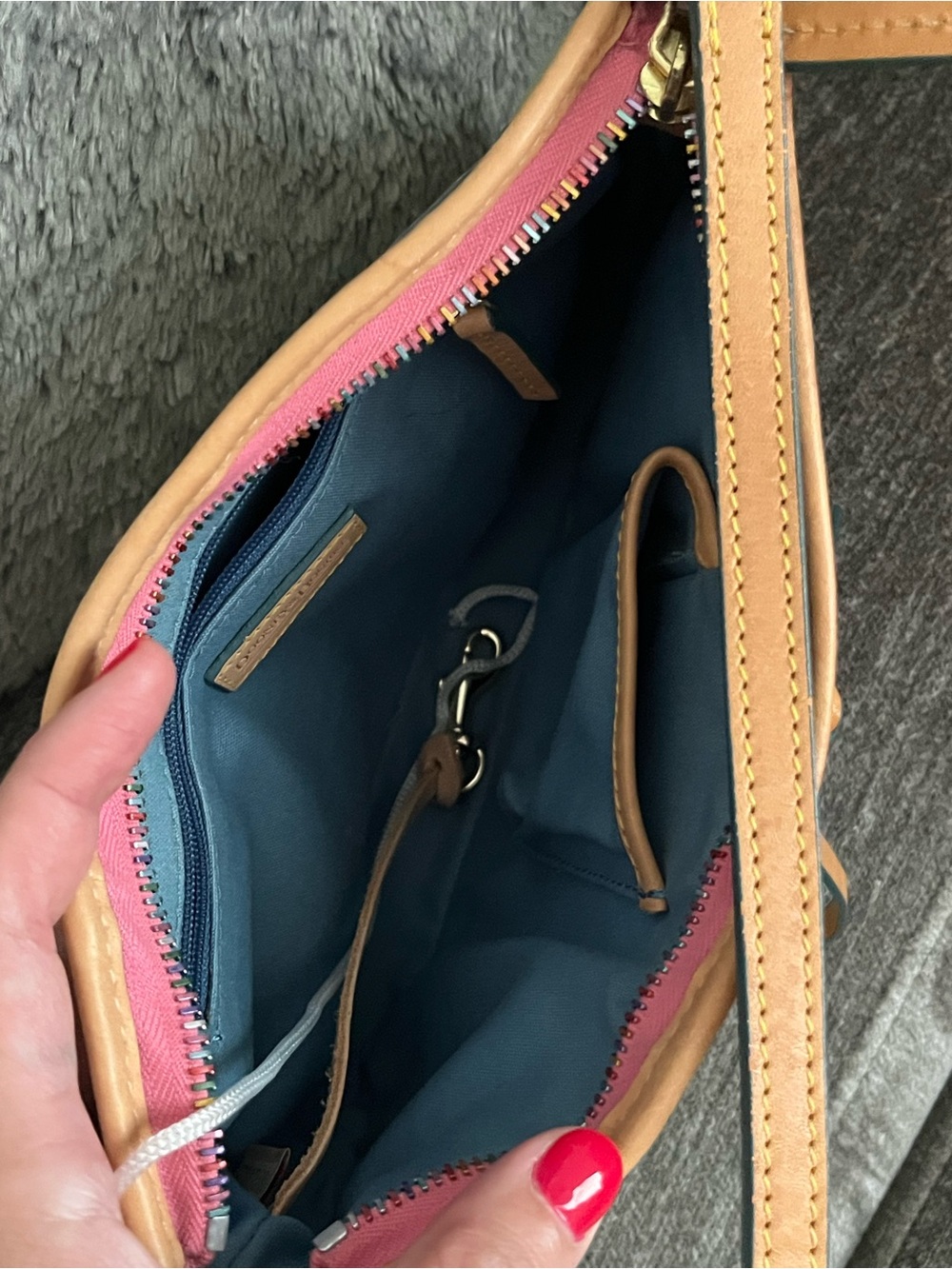 Dooney & Bourke Green Multicolor Rainbow Shoulder Bag Purse Monogram Y2K - Picture 7 of 9